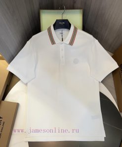 Burberry Iconic Striped Pointed Neck Pearl Mesh Cotton Short Sleeved Polo ShirtThe Latest Popul d4jqfqs3