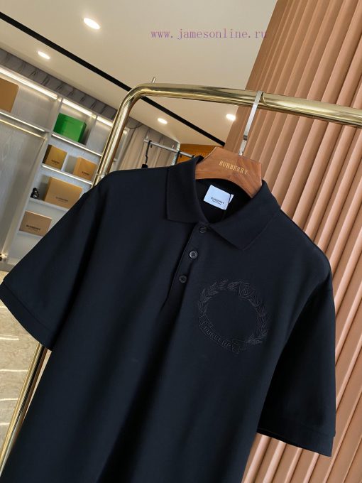 Oak Leaf Badge Embroidered Bead Mesh Cotton Polo ShirtBUR Flagship Products The Treasure Of The gp98ag7f - Image 3