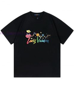 LV Louis Vuitton 2025 New Fun Colorful Serpentine Letter Logo Men's And Women's Short Sleeved T y7dv5ng1