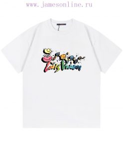 LV Louis Vuitton 2025 New Fun Colorful Serpentine Letter Logo Men's And Women's Short Sleeved T fvqda5l3