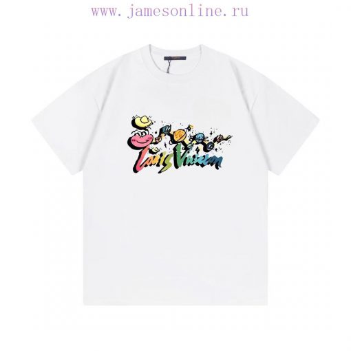 LV Louis Vuitton 2025 New Fun Colorful Serpentine Letter Logo Men's And Women's Short Sleeved T fvqda5l3