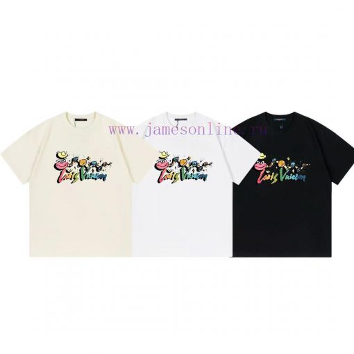 LV Louis Vuitton 2025 New Fun Colorful Serpentine Letter Logo Men's And Women's Short Sleeved T fvqda5l3 - Image 4