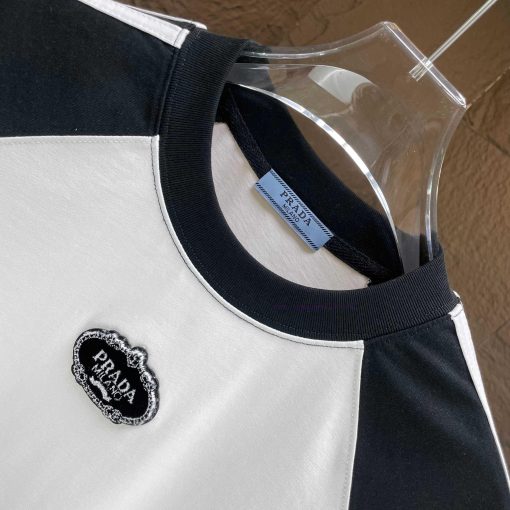 P Prada Prada*2025 Spring/Summer New Short Sleeved T-shirtHeavy Duty Pure Cotton Letter Seal Em 7xuk14ok - Image 4