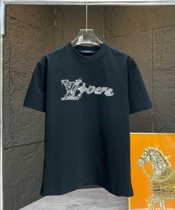 P Loui Louis LV*2025 Spring/Summer New Short Sleeved T-shirtHeavy Duty Pure Cotton Letter Rando xoq2e62y