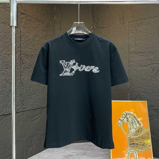 P Loui Louis LV*2025 Spring/Summer New Short Sleeved T-shirtHeavy Duty Pure Cotton Letter Rando xoq2e62y