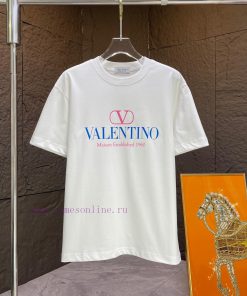 P VALENT * Valentino*2025 Spring/Summer New Short Sleeved T-shirtHeavy Duty Pure Cotton Letter iaynu2l7