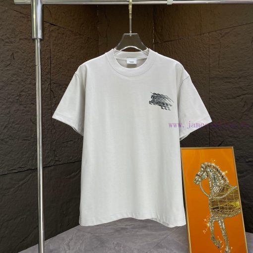P Burberry * Burberry*2025 Spring/Summer New Short Sleeved T-shirtHeavy Duty Pure Cotton Warhor w1vwfjo1 - Image 2