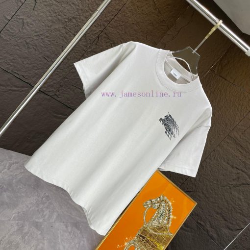 P Burberry * Burberry*2025 Spring/Summer New Short Sleeved T-shirtHeavy Duty Pure Cotton Warhor w1vwfjo1 - Image 3