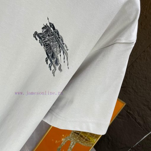 P Burberry * Burberry*2025 Spring/Summer New Short Sleeved T-shirtHeavy Duty Pure Cotton Warhor w1vwfjo1 - Image 5