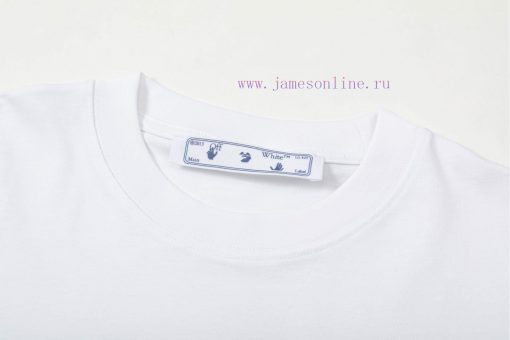 ️  OFF-WHITE Hand Drawn White Palm With Large Logo PrintOriginal Fabric Official Short Sleeved oo2m2svo - Image 3