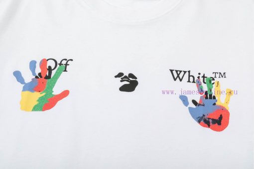 ️  OFF-WHITE Hand Drawn White Palm With Large Logo PrintOriginal Fabric Official Short Sleeved oo2m2svo - Image 4