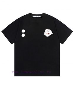 ️  OFF-WHITE Poker Cards With Large Logo PrintingOriginal Fabric Official Short Sleeved T-shirt odlbyf3w