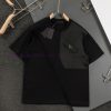 Prada Micro Width S-XlPrada/25ss New Chest Metal Triangle Logo Fake Pocket Patch Embroidered Sh smbq6x6j