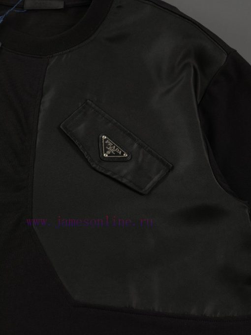 Prada Micro Width S-XlPrada/25ss New Chest Metal Triangle Logo Fake Pocket Patch Embroidered Sh smbq6x6j - Image 7
