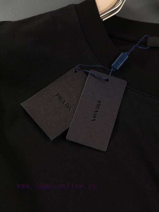 Prada Micro Width S-XlPrada/25ss New Chest Metal Triangle Logo Fake Pocket Patch Embroidered Sh smbq6x6j - Image 9