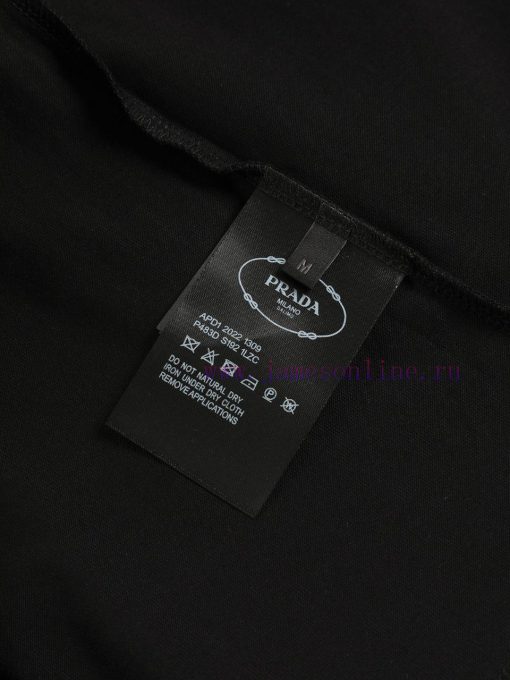 Prada Micro Width S-XlPrada/25ss New Chest Metal Triangle Logo Fake Pocket Patch Embroidered Sh smbq6x6j - Image 10