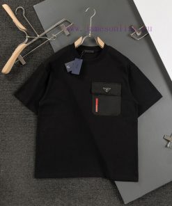 Prada Micro Width S-XlThe Latest And Top Of The Line Spliced Red Stripe Letter Pocket Combined ef2dnh5x