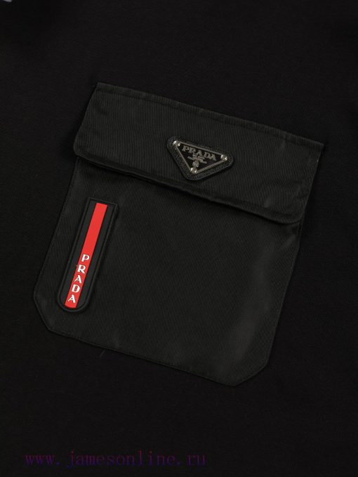 Prada Micro Width S-XlThe Latest And Top Of The Line Spliced Red Stripe Letter Pocket Combined ef2dnh5x - Image 4