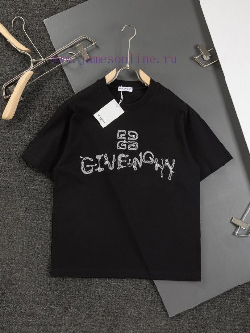 GVC 25SS Latest And Top Of The Line Givenchy Letter Twisted Position Picture Round Neck Short S hf8gx28n - Image 2