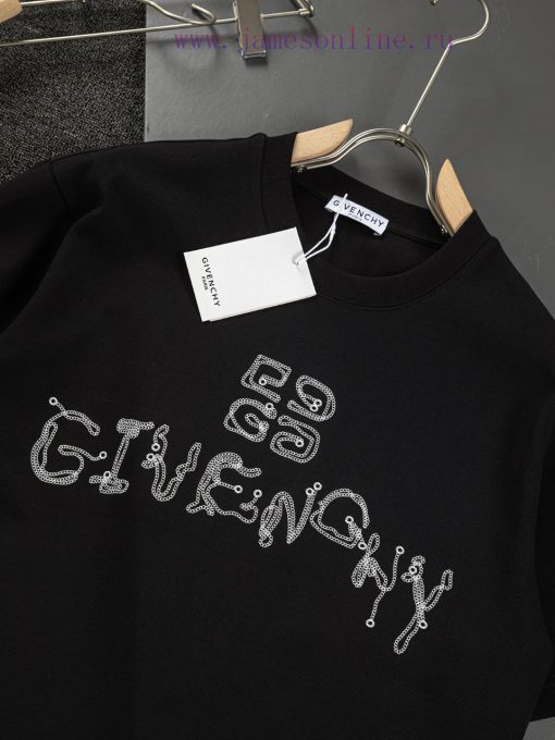 GVC 25SS Latest And Top Of The Line Givenchy Letter Twisted Position Picture Round Neck Short S hf8gx28n - Image 4