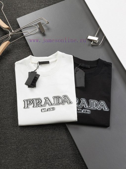 PRAD 25ss Prada's New T-shirt Features A Three-dimensional Logo Embroidered On The Chest And A 5uq2u3hn - Image 4