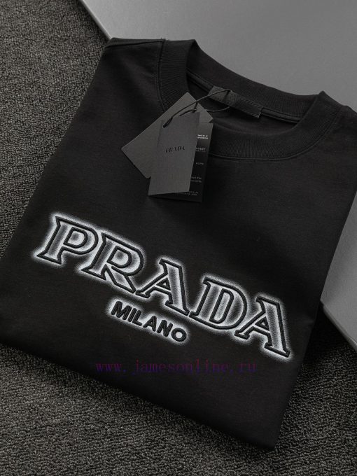 PRAD 25ss Prada's New T-shirt Features A Three-dimensional Logo Embroidered On The Chest And A 5uq2u3hn - Image 9