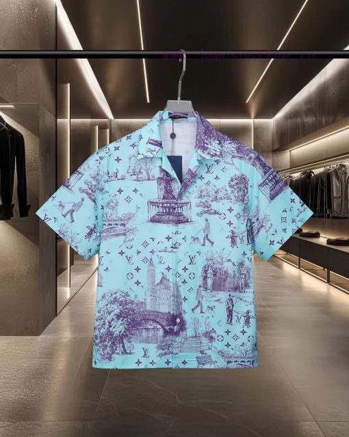 LV Louis Vuitton's Popular Short Sleeved Shirt With City Scenery Fragment Pattern 2025ss Offici lk5o9zby - Image 2