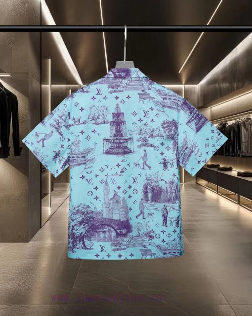 LV Louis Vuitton's Popular Short Sleeved Shirt With City Scenery Fragment Pattern 2025ss Offici lk5o9zby - Image 3