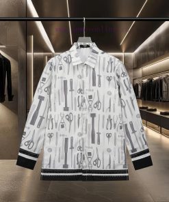 FENDI's Popular Fashion Show Is Coming Soon. Craftsmen's Tool Pattern Long Sleeved Shirt 2025ss hcfbmn25