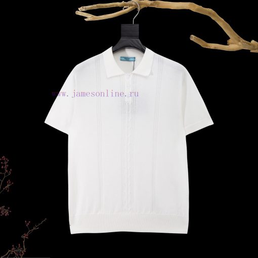 [] Prada Knitted Collar Sweater Round Neck Short Sleeve Three Dimensional Comparison Standard C vx01yyhr - Image 2