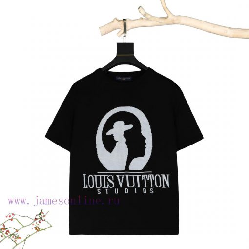 P.Louis Vuitton's New Portrait Logo Design Knitted Short Sleeved T-shirtShort Sleeved Combed Co fjqpjkl4