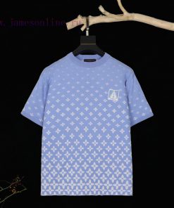 Louis Vuitton 2024 FW New Jacquard Logo Knitted Short Sleeved Shirt With Ribbed Collar Louis Vu 8qg42hyv