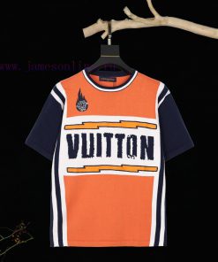 .Louis Vuitto.LV 2024 SS Early Autumn New Couple Style Flame Knitted Short Sleeved T-shirtThis g57pdbdi