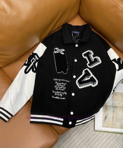 Louis Vuitton 23ss Runway Style Baseball JerseyCustom Woven And Dyed 900g Cashmere Fabric Coppe z67l8wdc