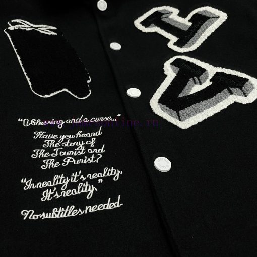 Louis Vuitton 23ss Runway Style Baseball JerseyCustom Woven And Dyed 900g Cashmere Fabric Coppe z67l8wdc - Image 4