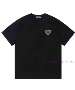 Prada 2025 New Custom Triangle Denim Letter Logo Men's And Women's Short Sleeved T-shirtCustomi 2tdj7fuk
