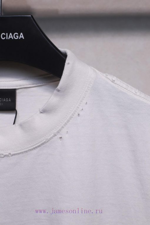 𝐁 A 𝐋 EN 𝐂 IA 𝐆 A 24ss Embossed Paper Black Tape Short Sleeved T-shirtWeighing 240 Grams It Is 7od9ic4h - Image 9