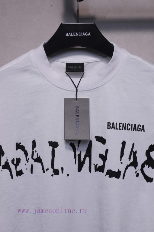 𝐁 A 𝐋 EN 𝐂 IA 𝐆 A Front And Rear Letter Graffiti Printed Short Sleeved T-shirtWeighing 240 Gram u17o2riq - Image 7