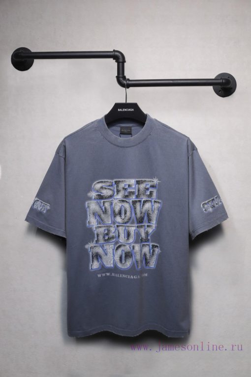 𝐁 A 𝐋 EN 𝐂 IA 𝐆 A Diamond Letter Printed Short Sleeve T-shirtWeighing 240 Grams The Process Inv fofgfau4