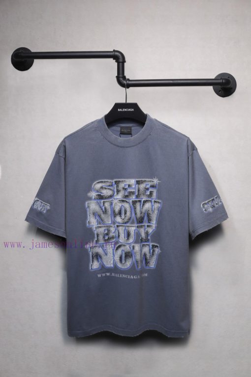 𝐁 A 𝐋 EN 𝐂 IA 𝐆 A Diamond Letter Printed Short Sleeve T-shirtWeighing 240 Grams The Process Inv fofgfau4 - Image 2