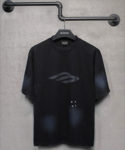 𝐁 A 𝐋 EN 𝐂 IA 𝐆 A 24ss New Hand Drawn Graffiti 3B LettersWashed And Worn T-shirt With Short Sle o5cei0lj