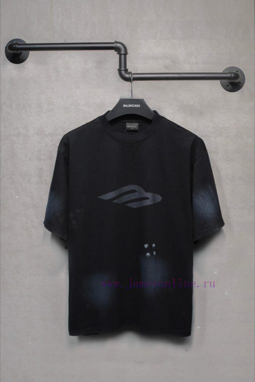 𝐁 A 𝐋 EN 𝐂 IA 𝐆 A 24ss New Hand Drawn Graffiti 3B LettersWashed And Worn T-shirt With Short Sle o5cei0lj - Image 2