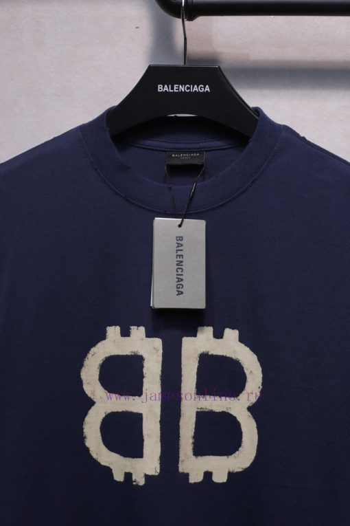 𝐁 A 𝐋 EN 𝐂 IA 𝐆 A New Bitcoin Front And Rear Double B Short Sleeved T-shirtWeighing 240 Grams W dyytqyeh - Image 7