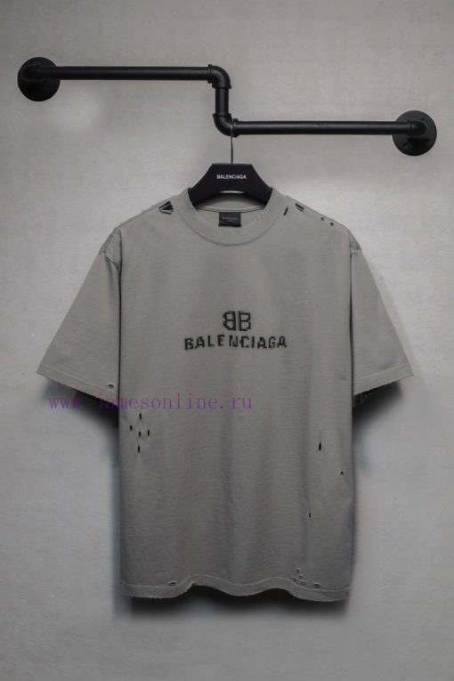 𝐁 A 𝐋 EN 𝐂 IA 𝐆 A Mosaic Double B Printed Short Sleeved T-shirtWeighing 240 Grams It Is Worn Cu h82tw41w