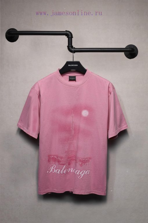 𝐁 A 𝐋 EN 𝐂 IA 𝐆 A Balenciaga Tower Night View Short Sleeved T-shirtThe Weight Of 240g Is Matche 36njngtg