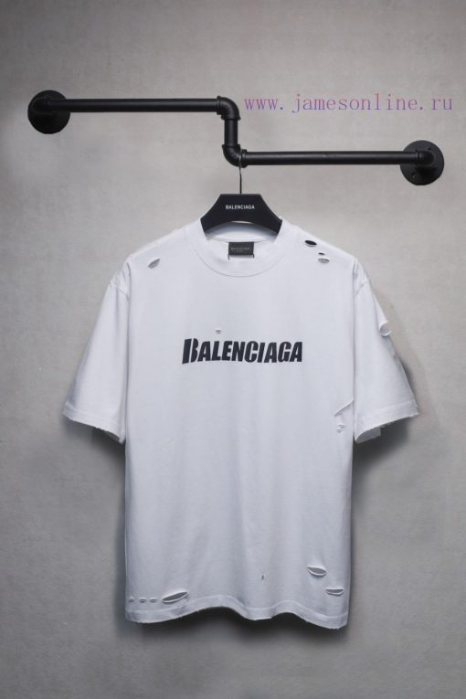 𝐁 A 𝐋 EN 𝐂 IA 𝐆 A Chest Letter Straight Crack Printed Short Sleeve T-shirtWeighing 240 Grams It c30khhpa - Image 2