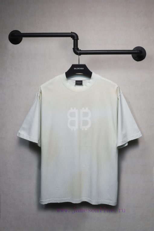 𝐁 A 𝐋 EN 𝐂 IA 𝐆 A Paris Front And Rear Double B Hand-painted Mud Dyed Short Sleeved T-shirtWeig 5vkrlmd1 - Image 2