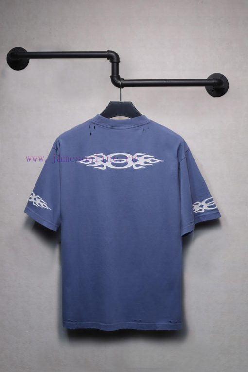 𝐁 A 𝐋 EN 𝐂 IA 𝐆 A 24ss New Double Ring Flame Crack Printed T-shirt Short Sleeve240 Gram Weight dyhuipuo - Image 3
