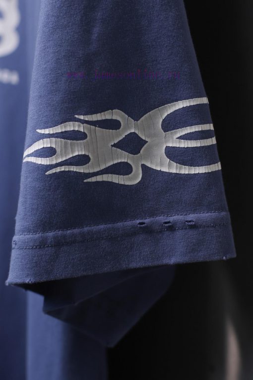 𝐁 A 𝐋 EN 𝐂 IA 𝐆 A 24ss New Double Ring Flame Crack Printed T-shirt Short Sleeve240 Gram Weight dyhuipuo - Image 9