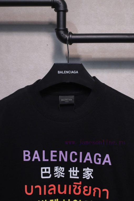 𝐁 A 𝐋 EN 𝐂 IA 𝐆 A 7-language Printed T-shirt Short Sleeved240 Gram Weight Washing Water Treatme 8blqffgk - Image 4